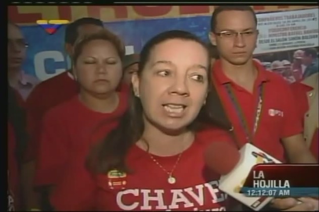 Marda Muñoz, coordinadora  de Comités Patrióticos de Trabajadoras y Trabajadores Petroleros, quien hizo la denuncia a VTV