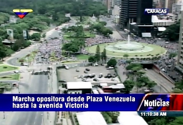 Imagen de VTV a las 11:10 AM desde Plaza Venezuela