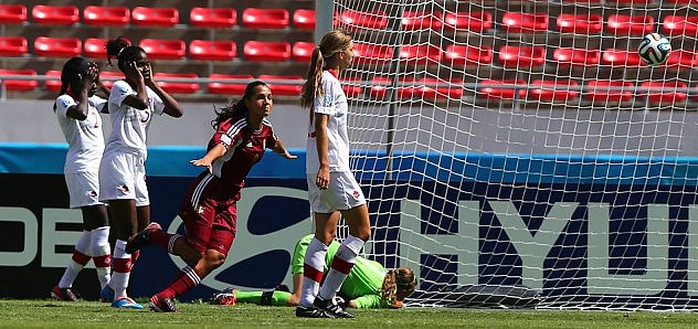 Deyna Castellanos celebra tras anotar el primer gol. Foto: Getty Images/Fifa