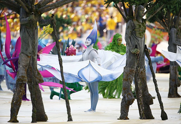 Performers dance during the opening ceremony of the 2014 World Cup at the Corinthians arena in Sao Paulo