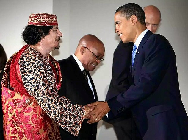 Obama y Gadafi, antes