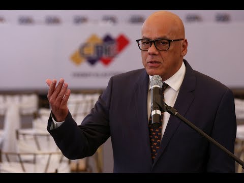 Jorge Rodríguez, rueda de prensa 1 marzo 2018 tras firmar acuerdo en CNE con oposición