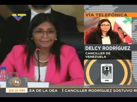 Rueda de prensa de diplomáticos venezolanos tras salir de reunión de la OEA