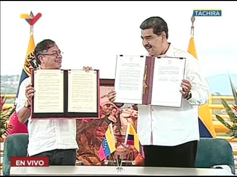 Presidentes Maduro y Petro firman acuerdo comercial entre Venezuela y Colombia, 16 febrero 2023