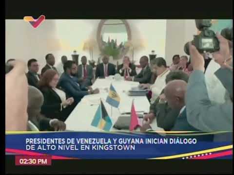Presidentes de Venezuela y Guyana, Nicolás Maduro e Irfaan Ali, reunidos en San Vicente y Granadinas