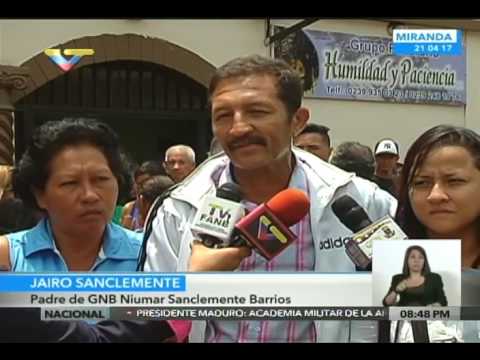 Sepelio del GNB Neumar Sanclemente Barrios, asesinado por opositores en San Antonio de Los Altos