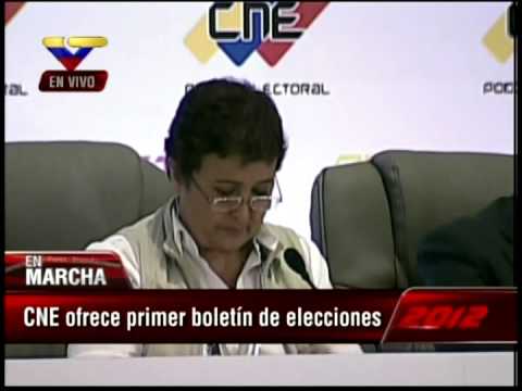Tibisay Lucena anuncia victoria del Presidente Chávez en elecciones del 7 de octubre de 2012