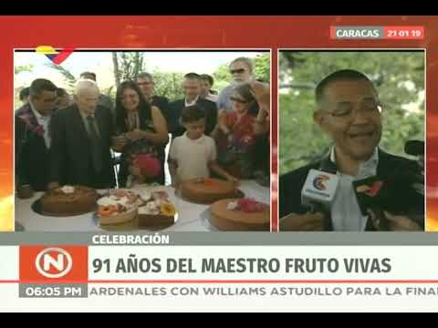 Fruto Vivas celebra su cumpleaños 91 con ministros de Cultura y Ecosocialismo