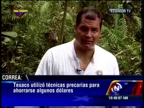 Presidente Rafael Correa muestra los daños causados por Chevrón en pozo Aguarico
