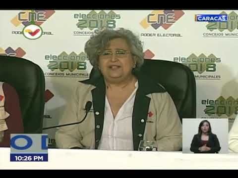 Rectora del CNE Tibisay Lucena da primer boletín de resultados de elecciones de concejales