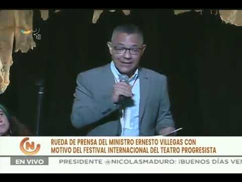 Ernesto Villegas en rueda de prensa por el Festival de Teatro Progresista, 2 de agosto de 2022