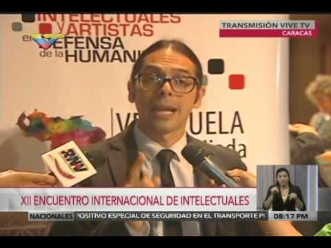 Freddy Ñáñez y Atilio Borón en el Encuentro de Intelectuales 2016