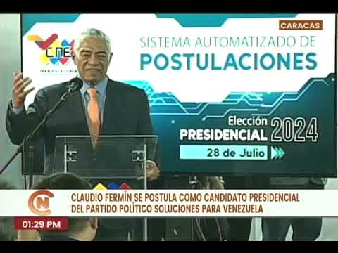 Claudio Fermín se postula en las elecciones presidenciales 2024 en Venezuela