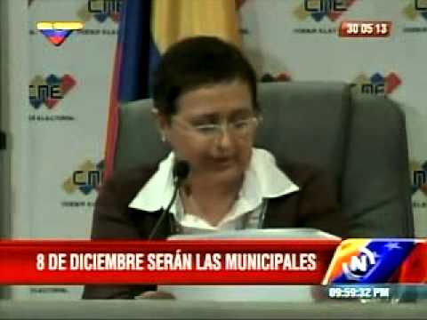Tibisay Lucena (CNE) anuncia elecciones municipales para el 8 de diciembre de 2013