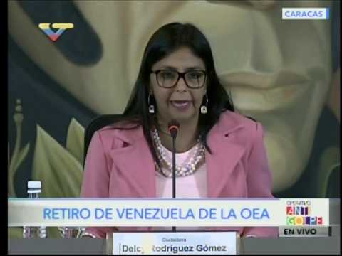 Delcy Rodriguez, rueda de prensa sobre salida de Venezuela de la OEA, 27 abril 2017
