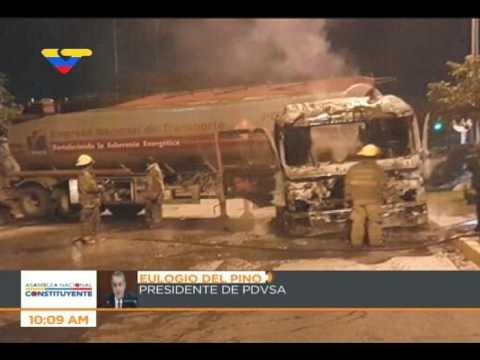 Eulogio Del Pino, presidente Pdvsa, denuncia secuestro e incendio de gandola de Pdvsa en Cabudare