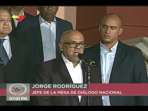 Claudio Fermín y Jorge Rodríguez declaran tras reunión de la Mesa de Diálogo Nacional con Maduro