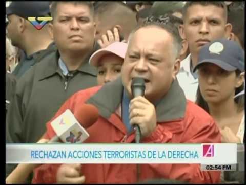 Diosdado Cabello desde la plaza Bolívar de El Valle tras hechos violentos en Materno Infantil