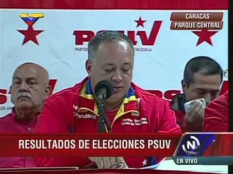 Rueda de prensa completa de Diosdado Cabello dando resultados elecciones delegados PSUV