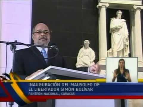 Inauguración del Mausoleo al Libertador, parte 2: Pedro Calzadilla da discurso