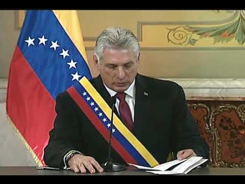 Maduro recibe al presidente cubano Miguel Díaz-Canel en el Palacio de Miraflores