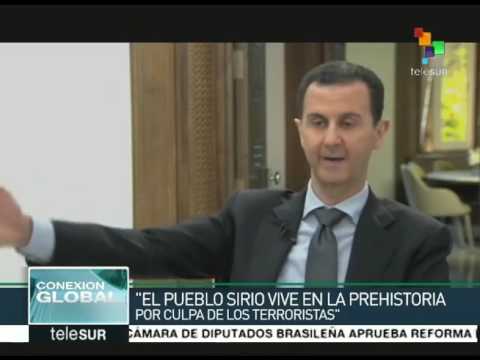 Bashar Al-Asad, presidente de Siria, entrevistado en Telesur