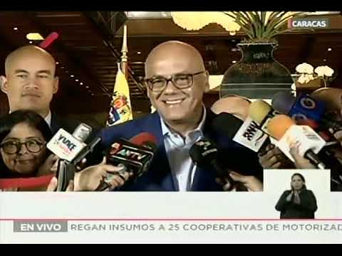 Jorge Rodríguez y Timoteo Zambrano declaran desde la mesa de diálogo, 23 septiembre 2019