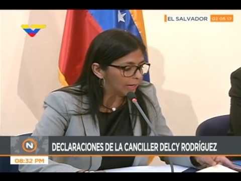 Canciller venezolana Delcy Rodriguez desde El Salvador, CELAC, rueda de prensa