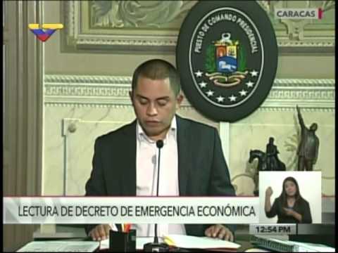 Ministro Luis Salas lee Decreto de Emergencia Económica, 15 enero 2016