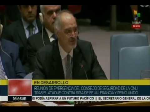Bashar Jaafari, embajador de Siria ante Consejo de Seguridad de la ONU este 14 abril 2018