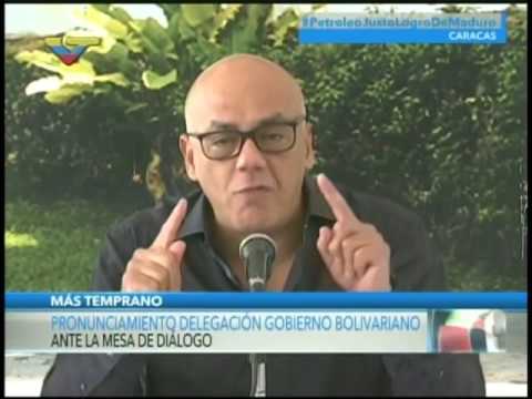 Jorge Rodríguez y miembros del gobierno en Mesa de Diálogo se pronuncian ante ultimátum de la MUD