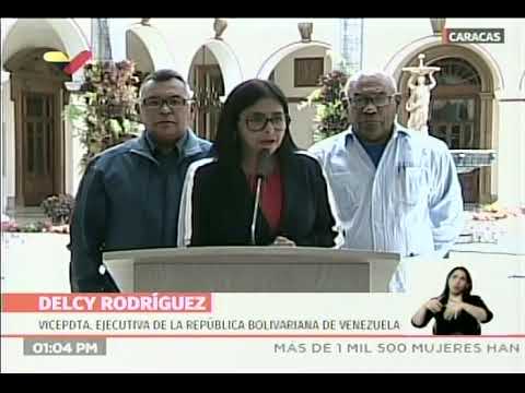 Delcy Rodríguez, vicepresidenta venezolana, rueda de prensa el 16 agosto 2019