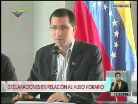 Ministro Jorge Arreaza explica el cambio de huso horario el 1 de mayo de 2016