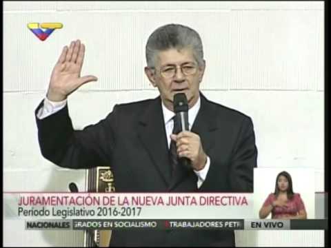 Auto-juramentación de Henry Ramos Allup como Presidente de la Asamblea Nacional 2016
