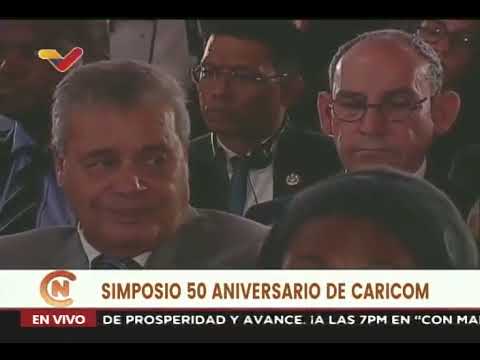 Simposio por 50 años de Caricom, palabras de Ernesto Villegas y Ralph Gonsalves