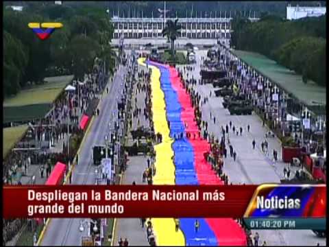 Comienza el despliegue de la bandera de Venezuela más grande jamás hecha