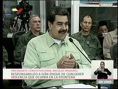 Maduro evalúa cierre de frontera con Colombia, responsabiliza a Iván Duque si hay hechos violentos