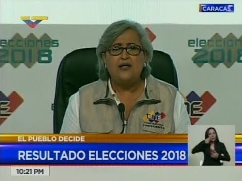 Tibisay Lucena, Presidenta del CNE, anuncia resultados de elecciones presidenciales 2018