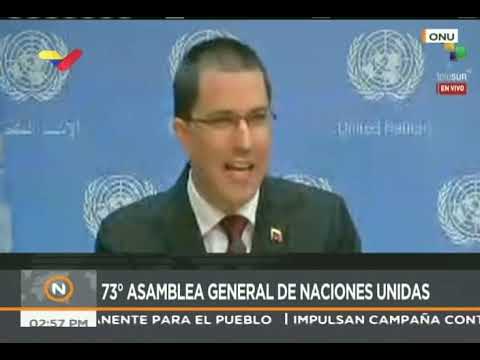 Canciller de Venezuela Jorge Arreaza, rueda de prensa en la ONU, 25 septiembre 2018