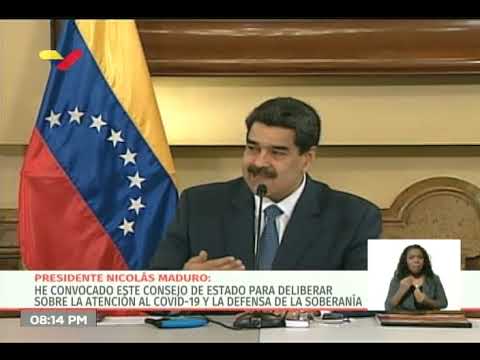 Maduro en el Consejo de Estado en Palacio de Miraflores con Luis Parra, pdte de la Asamblea Nacional