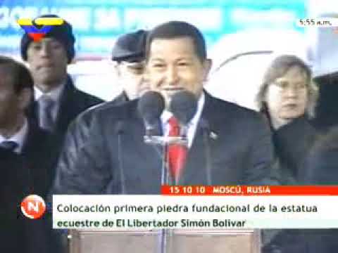 Presidente Hugo Chávez coloca primera piedra en Moscú para monumento a Simón Bolívar