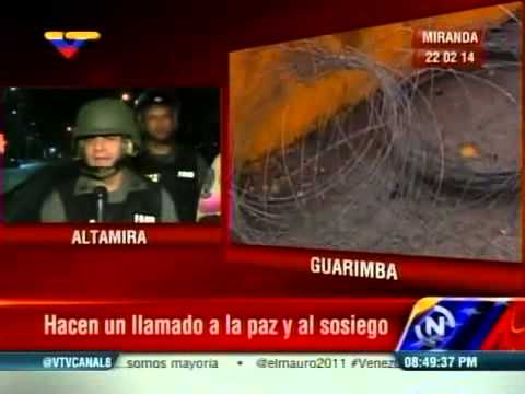 Reporte de VTV sobre guarimbas en Chacao este sábado en la noche