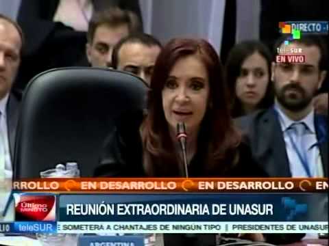 REUNION UNASUR 2: Cristina Fernández en la reunión extraordinaria de Unasur