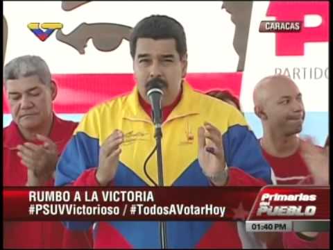 Presidente Nicolás Maduro tras votar en elecciones primarias del PSUV, 28 junio 2015