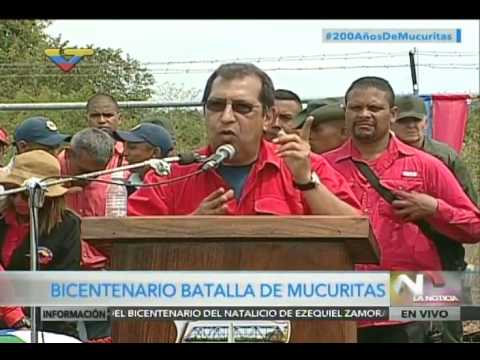 Discurso de Adan Chávez, ministro de Cultura, celebrando 200 años de la Batalla de Mucuritas