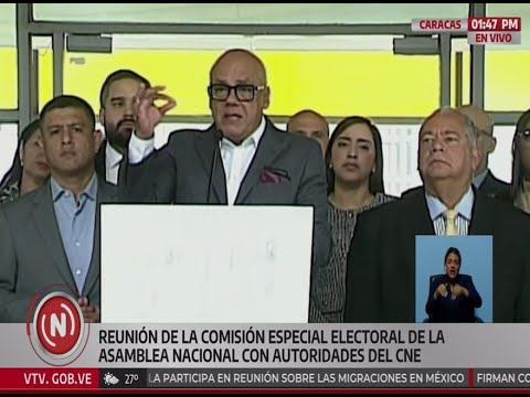 Jorge Rodríguez y AN reunidos con autoridades del CNE sobre elecciones en 2025