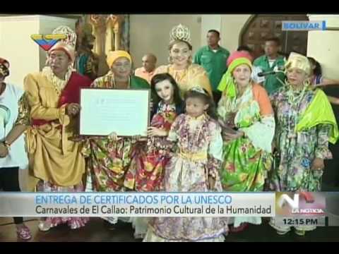 Entregan Certificado de Unesco al Carnaval de El Callao como Patrimonio de la Humanidad