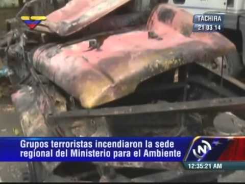 Sede del Ministerio de Ambiente en Táchira incendiada por opositores violentos