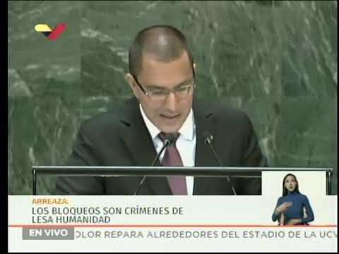 Canciller Jorge Arreaza exige fin del bloqueo a Cuba y a Venezuela en Asamblea General ONU