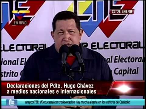 Rueda de prensa de Chávez este 7 de octubre tras ejercer derecho al voto